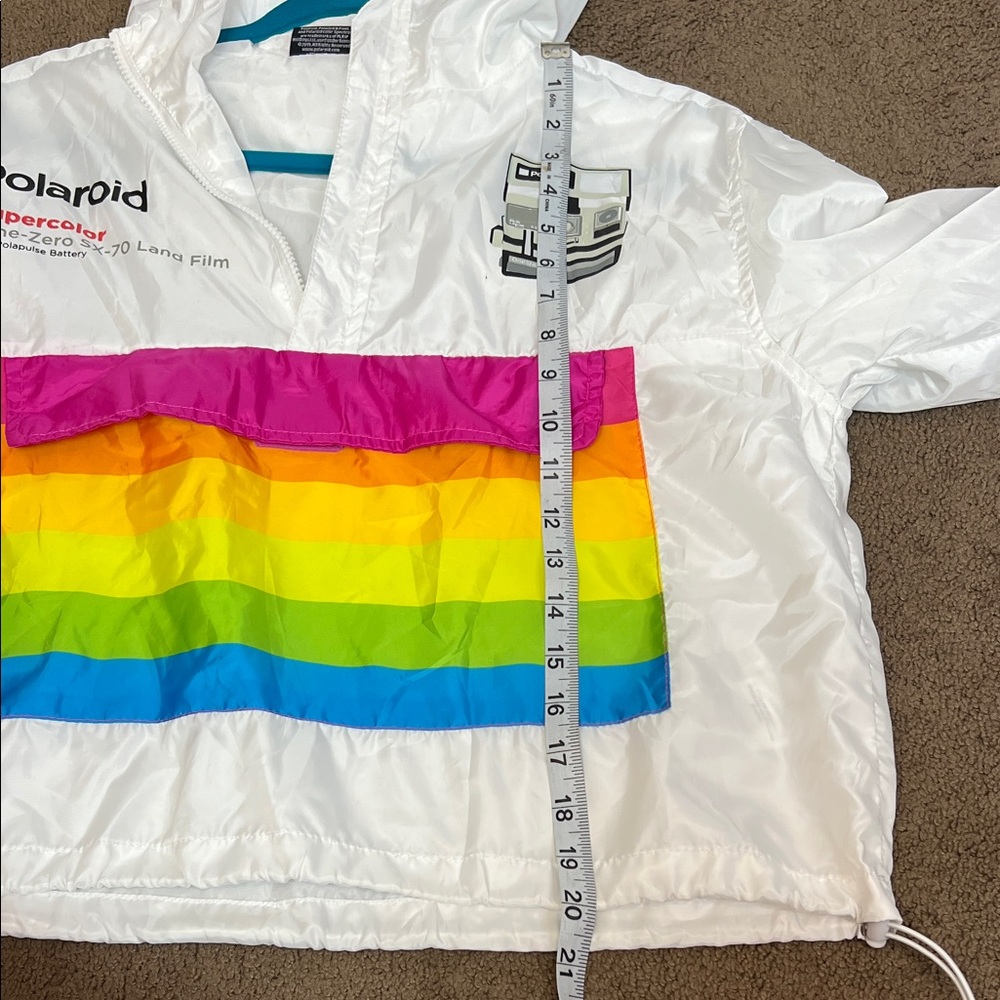 Polaroid White rain hoodie with Rainbow Accents NWoT size L - Picture 8 of 10